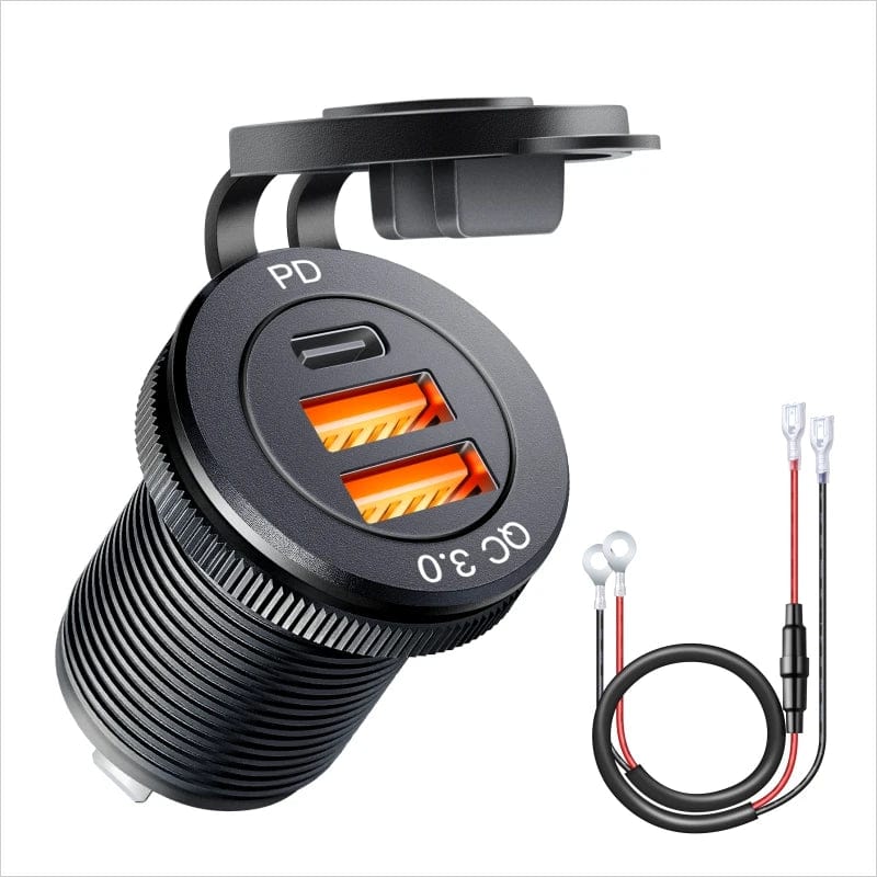 Planet Gates Usb socket in the car Quick Charge  PD 3.0  Car Charger 60W  Outlet Socket For 12V 24V Motorcycle Boat Marine Truck ATV