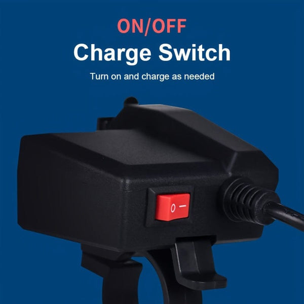 Planet Gates USB Voltmeter 12V Motorcycle Waterproof Dual Usb Charger With Voltmeter Display 2 Usb Port 3.1A Charger Handlebar Installation