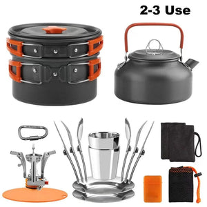 Planet Gates Used by 2-3 people 1 Camping Cooking Set Outdoor Aluminum Lightweight Equipment Camping Cookware Kit For Traveling Trekking Hiking Supplies