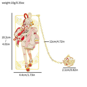 Planet Gates Uta Anime One Piece Figure Metal Bookmarks with Tassel Luffy Uta Shanks Gold Color Book Marks Gifts for Fans Collection Supplies