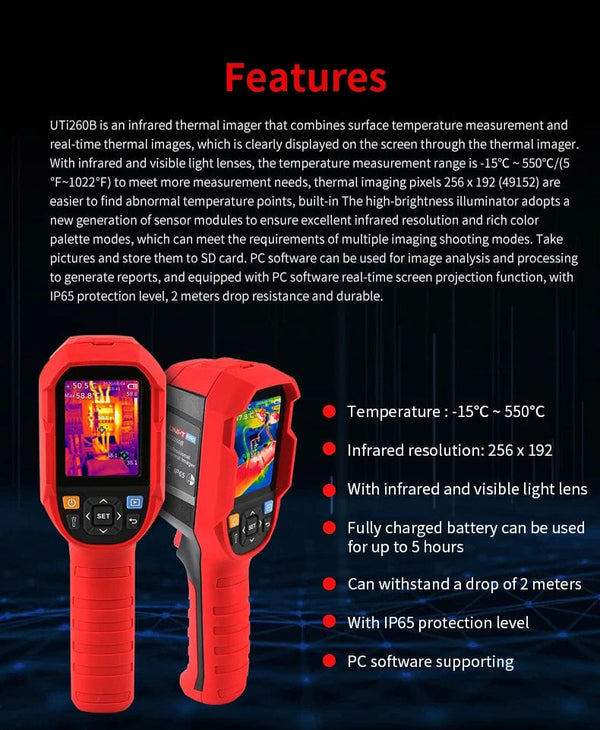 Planet Gates UTI260B / spain UNI-T UTI260B HD 256X192 Pixels Industrial Thermal Imager Camera Temperature Imaging Circuit Electrical Maintenance
