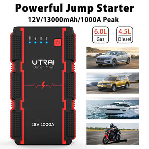Planet Gates UTRAI 1000A Jump Starter Power Bank Starting Device Portable Emergency Booster for 12V Vehicles Small Trucks