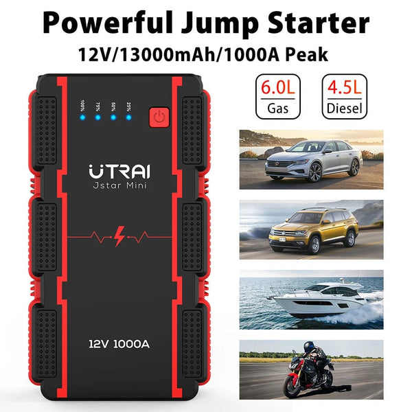 Planet Gates UTRAI 1000A Jump Starter Power Bank Starting Device Portable Emergency Booster for 12V Vehicles Small Trucks