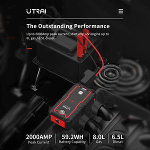 Planet Gates UTRAI 2000A Jump Starter Power Bank Portable Charger Starting Device For 8.0L/6.0L Emergency Car Battery Jump Starter