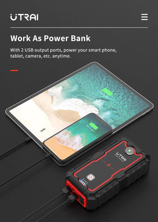 Planet Gates UTRAI 2000A Jump Starter Power Bank Portable Charger Starting Device For 8.0L/6.0L Emergency Car Battery Jump Starter