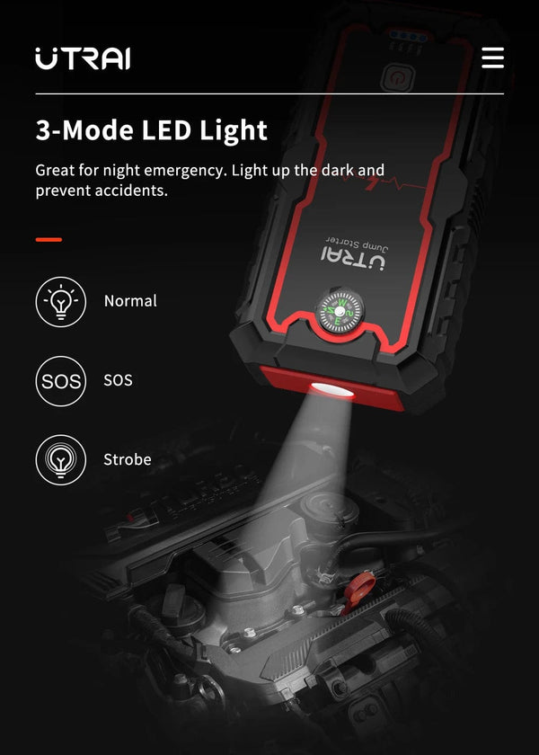 Planet Gates UTRAI 2000A Jump Starter Power Bank Portable Charger Starting Device For 8.0L/6.0L Emergency Car Battery Jump Starter