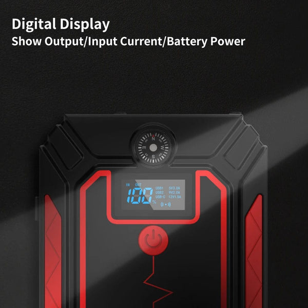 Planet Gates UTRAI 2500A Jump Starter Power Bank Battery Portable Charger 10W Wireless Charging LCD Screen Safety Hammer Car Starting Device