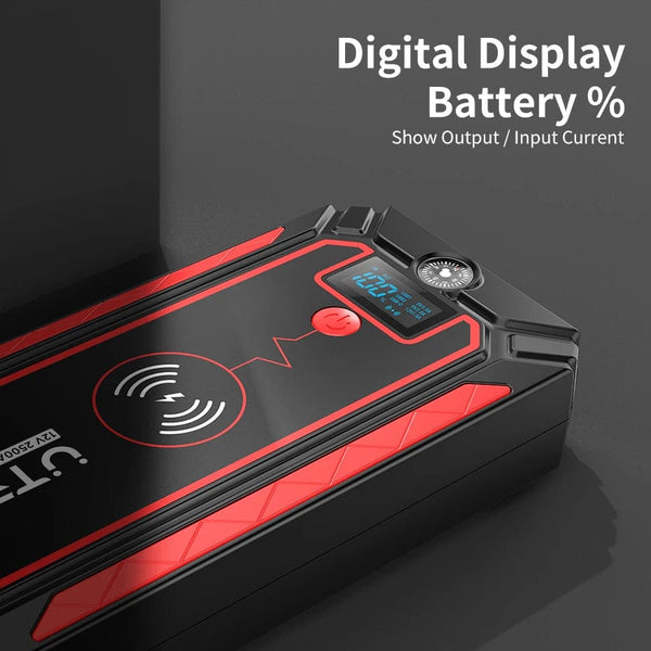 Planet Gates UTRAI 2500A Jump Starter Power Bank Battery Portable Charger 10W Wireless Charging LCD Screen Safety Hammer Car Starting Device