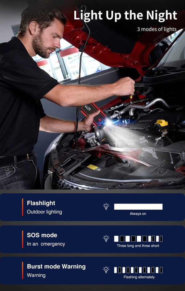 Planet Gates UTRAI 2500A Jump Starter Power Bank Battery Portable Charger 10W Wireless Charging LCD Screen Safety Hammer Car Starting Device