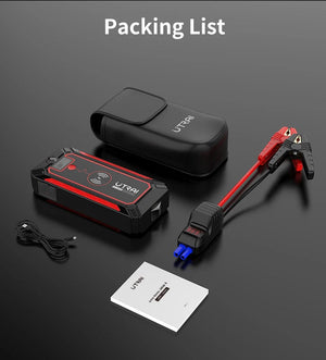 Planet Gates UTRAI 2500A Jump Starter Power Bank Battery Portable Charger 10W Wireless Charging LCD Screen Safety Hammer Car Starting Device