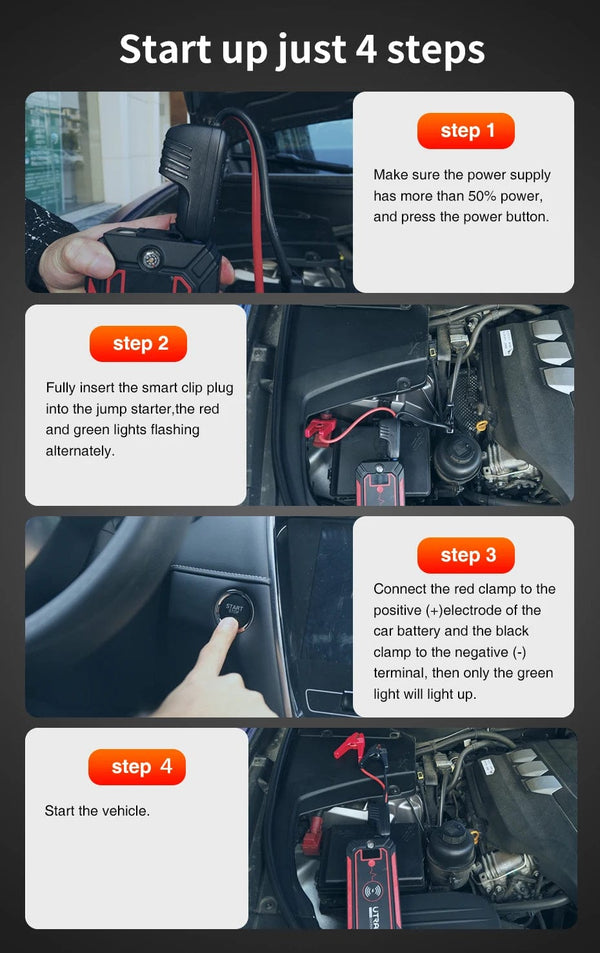 Planet Gates UTRAI 2500A Jump Starter Power Bank Battery Portable Charger 10W Wireless Charging LCD Screen Safety Hammer Car Starting Device