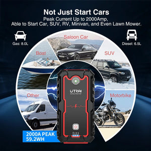 Planet Gates UTRAI Power Bank  2000A Jump Starter Portable Charger Car Booster 12V Auto Starting Device Emergency Car Battery Starter