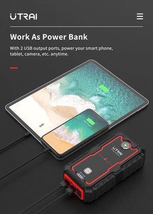 Planet Gates UTRAI Power Bank  2000A Jump Starter Portable Charger Car Booster 12V Auto Starting Device Emergency Car Battery Starter