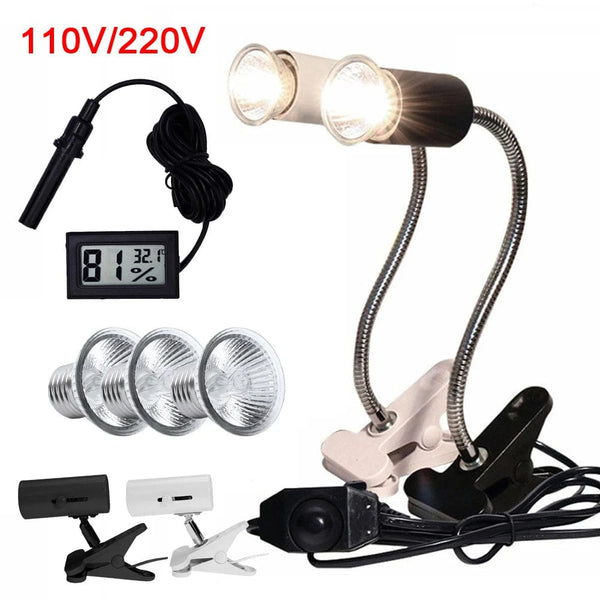 Planet Gates UVA+UVB 3.0 Reptile Lamp Set Clip-on Lamp Holder Bulb Thermometer Hygrometer Turtle Tortoises Lizard Sunlight Basking Heat Light