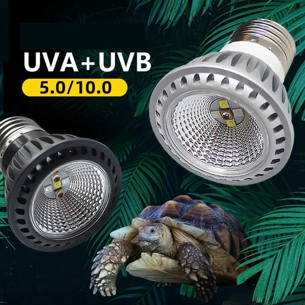 Planet Gates UVA + UVB LED Reptile Light Turtle Basking Platform Full Spectrum Sun Lamp Sunbathe Heat Lamp for Lizard Reptiles and Amphibians