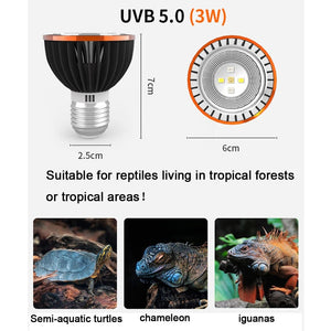 Planet Gates UVB 5.0 Professional 3W Reptile Lamp UVA UVB5.0 UVB10.0 Lmap LED Bulb Turtle Tortoise Lizard Basking Sunlight UVB Bulb Lighting