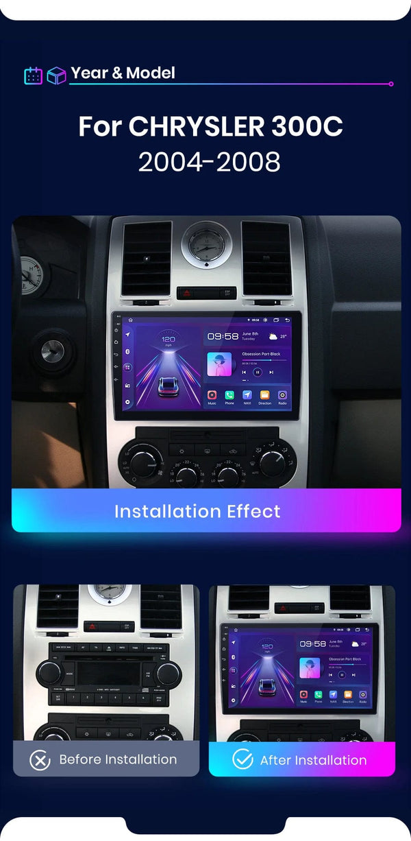 Planet Gates V1.C (1GB-32GB) / Poland Junsun Car Radio For Chrysler 300C Aspen 2004 - 2008 wireless CarPlay Android Auto car intelligent systems No 2 din 2din DVD