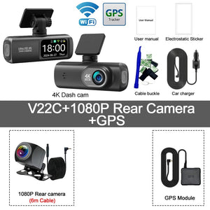 Planet Gates V22C-GPS-6M RCC / 32G Dash Cam 4K Camera for Car Dashcam GPS WiFi 24h Parking Monitor Night Vision Dvr Front and Rear Video Registrator