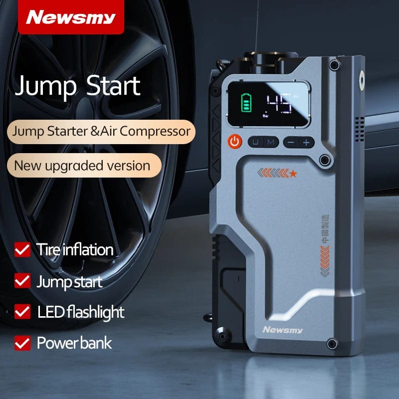 Planet Gates V5-20000mAh / CN Newsmy 5 In 1 Car Jump Starter with Air Compressor 20000mAh Portable Booster Charger 2000A Car Air Pump Battery Starting Device