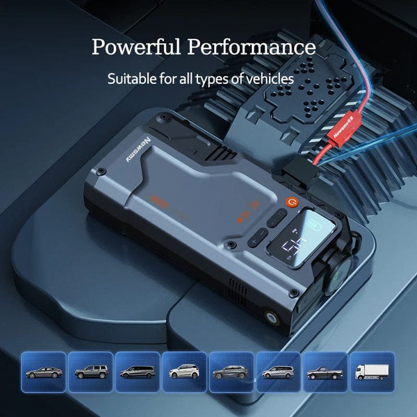 Planet Gates V5-20000mAh / CN Newsmy 5 In 1 Car Jump Starter with Air Compressor 20000mAh Portable Booster Charger 2000A Car Air Pump Battery Starting Device