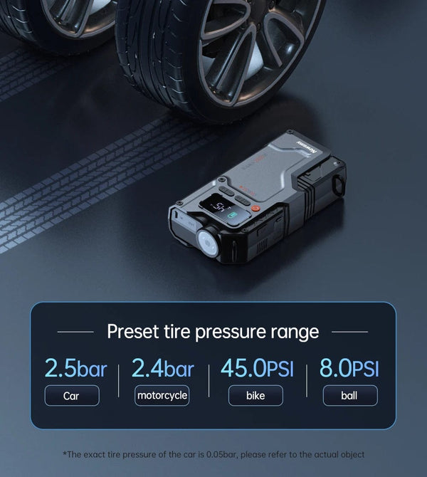 Planet Gates V5-20000mAh / CN Newsmy 5 In 1 Car Jump Starter with Air Compressor 20000mAh Portable Booster Charger 2000A Car Air Pump Battery Starting Device