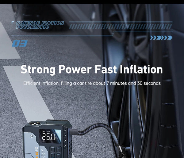 Planet Gates V6-22000mAh / CN Newsmy 22000mAh Jump Starter with Air Compressor Booster Tyre Inflator Portable Car Battery Power Bank Charger 12v Air Pump