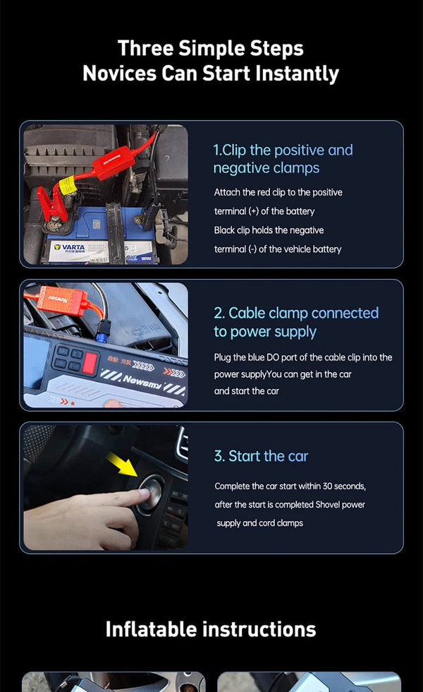 Planet Gates V6-22000mAh / CN Newsmy 22000mAh Jump Starter with Air Compressor Booster Tyre Inflator Portable Car Battery Power Bank Charger 12v Air Pump