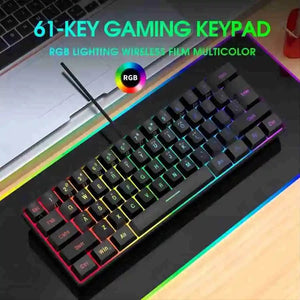 Planet Gates V700-WF 60% wired gaming keyboard, RGB backlight ultra compact mini keyboard, waterproof small compact 61 key keyboard for pc/Mac gamers