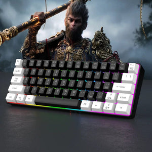 Planet Gates V700-WF 60% wired gaming keyboard, RGB backlight ultra compact mini keyboard, waterproof small compact 61 key keyboard for pc/Mac gamers