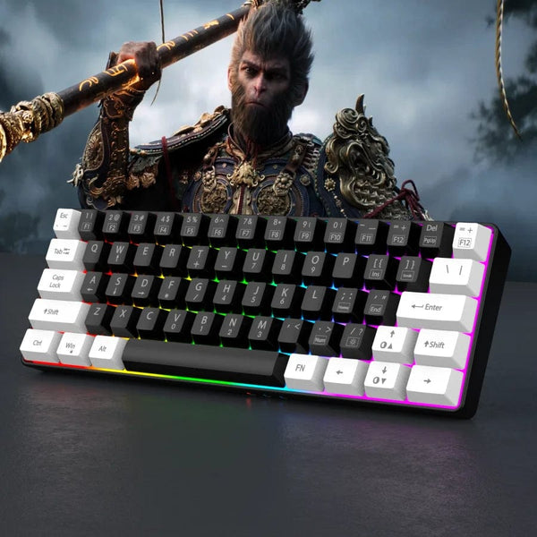 Planet Gates V700-WF 60% wired gaming keyboard, RGB backlight ultra compact mini keyboard, waterproof small compact 61 key keyboard for pc/Mac gamers