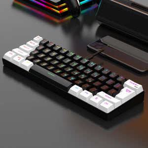 Planet Gates V700-WF 60% wired gaming keyboard, RGB backlight ultra compact mini keyboard, waterproof small compact 61 key keyboard for pc/Mac gamers