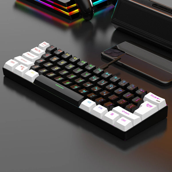 Planet Gates V700-WF 60% wired gaming keyboard, RGB backlight ultra compact mini keyboard, waterproof small compact 61 key keyboard for pc/Mac gamers
