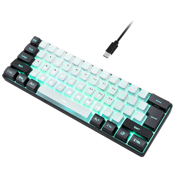 Planet Gates V700-WF 60% wired gaming keyboard, RGB backlight ultra compact mini keyboard, waterproof small compact 61 key keyboard for pc/Mac gamers