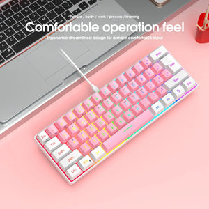 Planet Gates V700-WF 60% wired gaming keyboard, RGB backlight ultra compact mini keyboard, waterproof small compact 61 key keyboard for pc/Mac gamers