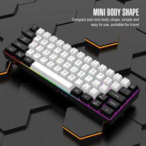 Planet Gates V700-WF 60% wired gaming keyboard, RGB backlight ultra compact mini keyboard, waterproof small compact 61 key keyboard for pc/Mac gamers