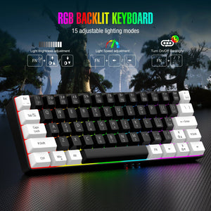 Planet Gates V700-WF 60% wired gaming keyboard, RGB backlight ultra compact mini keyboard, waterproof small compact 61 key keyboard for pc/Mac gamers