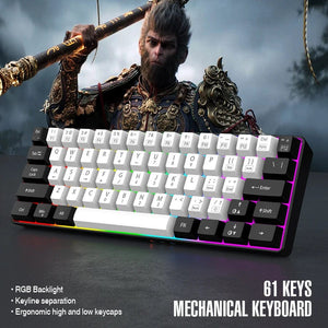 Planet Gates V700-WF 60% wired gaming keyboard, RGB backlight ultra compact mini keyboard, waterproof small compact 61 key keyboard for pc/Mac gamers
