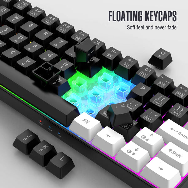 Planet Gates V700-WF 60% wired gaming keyboard, RGB backlight ultra compact mini keyboard, waterproof small compact 61 key keyboard for pc/Mac gamers
