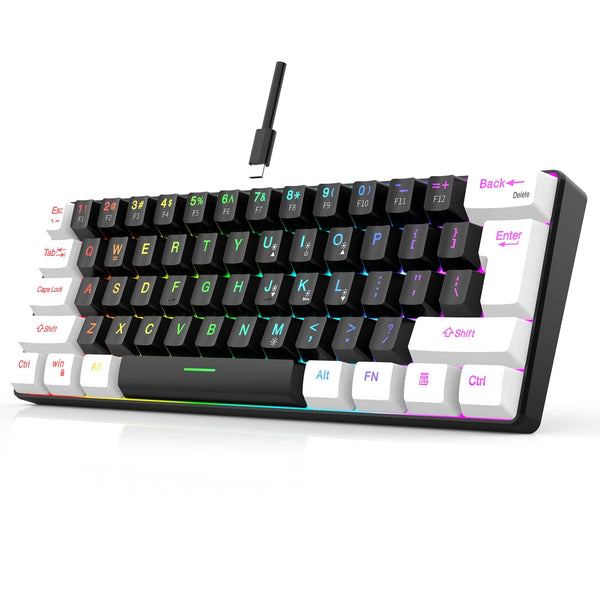 Planet Gates V700-WF 60% wired gaming keyboard, RGB backlight ultra compact mini keyboard, waterproof small compact 61 key keyboard for pc/Mac gamers