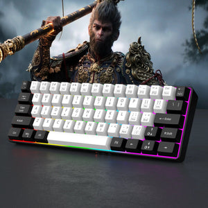 Planet Gates V700-WF 60% wired gaming keyboard, RGB backlight ultra compact mini keyboard, waterproof small compact 61 key keyboard for pc/Mac gamers
