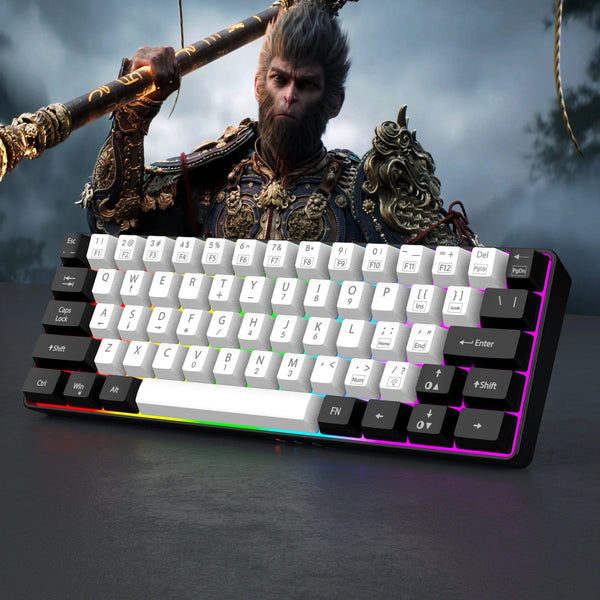 Planet Gates V700-WF 60% wired gaming keyboard, RGB backlight ultra compact mini keyboard, waterproof small compact 61 key keyboard for pc/Mac gamers