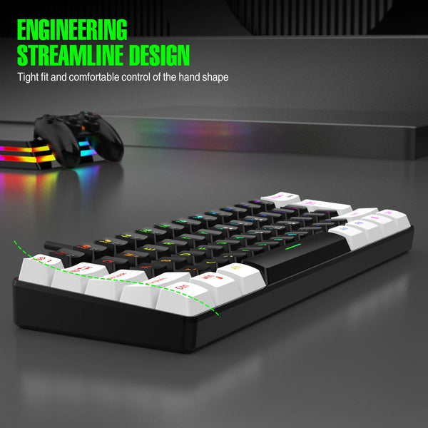 Planet Gates V700-WF 60% wired gaming keyboard, RGB backlight ultra compact mini keyboard, waterproof small compact 61 key keyboard for pc/Mac gamers