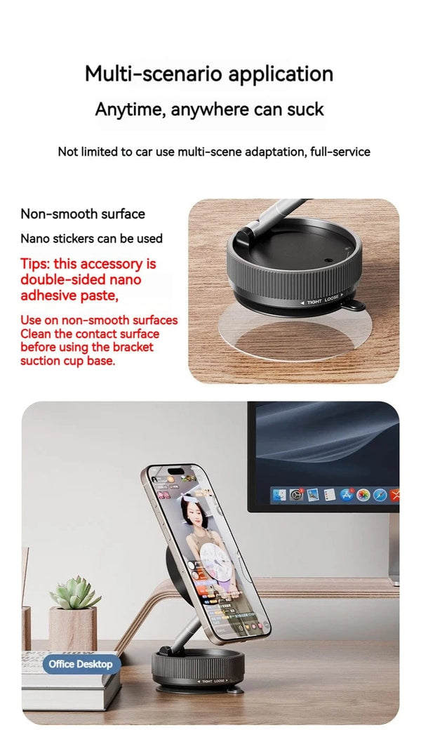 Planet Gates Vacuum Magnetic Car Phone Holder Foldable Suction Cup Kitchen Mirro Gym Bath Shower for Iphone 16 15 14 13 12 11 Pro Max Samsung
