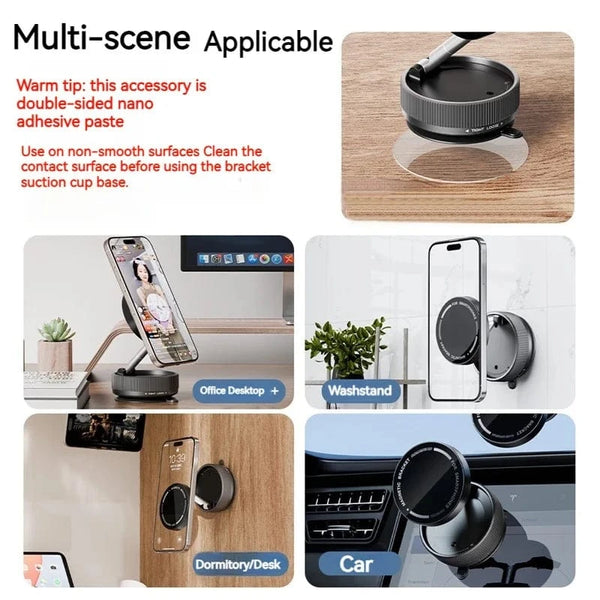 Planet Gates Vacuum Magnetic Car Phone Holder Foldable Suction Cup Kitchen Mirro Gym Bath Shower for Iphone 16 15 14 13 12 11 Pro Max Samsung
