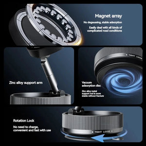 Planet Gates Vacuum Magnetic Car Phone Holder Foldable Suction Cup Kitchen Mirro Gym Bath Shower for Iphone 16 15 14 13 12 11 Pro Max Samsung