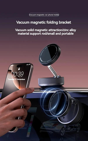 Planet Gates Vacuum Magnetic Car Phone Holder Foldable Suction Cup Kitchen Mirro Gym Bath Shower for Iphone 16 15 14 13 12 11 Pro Max Samsung