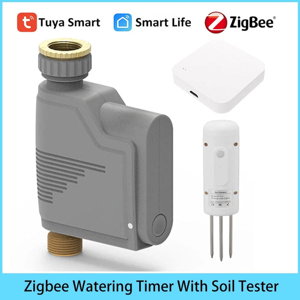 Planet Gates Valve Kit Tuya Zigbee Garden Watering Timer Smart Sprinkler Drip Irrigation System Built-in Water Flow Recorder With Soil Tester Gateway