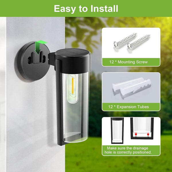 Planet Gates Variant1 2pcs Solar Deck Light Solar Fence Lights Outdoor, Auto On/Off Waterproof Wall Mount Decorative Lights For Wall Fence Patio Post Yard Porch