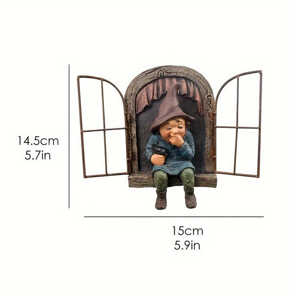 Planet Gates VariantValue 1pc Garden Voyeur Gnome Statue, Naughty Elf Gnomes Figurine Sculpture For Tree, Creative Garden Decor Statue, Suitable For Home, Courtyard, Porch, Garden Tree Decoration