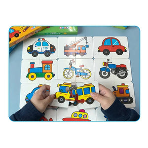 Planet Gates Vehicle 32 Pack Montessori Education Toddler Matching Cards Learning Games for Kids Toys for Kids 2 to 4 Years Old Cartoon Puzzle Baby